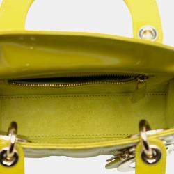 Pre Owned حقيبة ديور ليدي كاناج جلد براءات أصفر صغيرة ديور