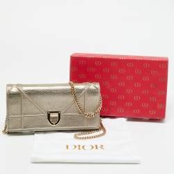 مملوكة مسبقًا Dior Diorama Gold Leather Wallet On Chain