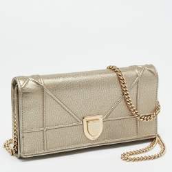 مملوكة مسبقًا Dior Diorama Gold Leather Wallet On Chain