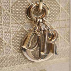 Pre Owned Dior Gold Medium Canvas Cannage Lady D Lite