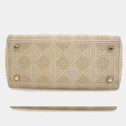 Pre Owned Dior Gold Medium Canvas Cannage Lady D Lite