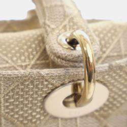 Pre Owned Dior Gold Medium Canvas Cannage Lady D Lite