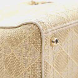 Pre Owned Dior Gold Medium Canvas Cannage Lady D Lite