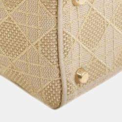 Pre Owned Dior Gold Medium Canvas Cannage Lady D Lite