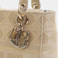 Pre Owned Dior Gold Medium Canvas Cannage Lady D Lite
