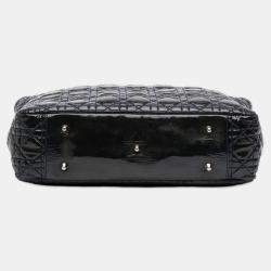 مملوكة مسبقًا حقيبة يد توتس ديور كبيرة سوفت كاناج لامعة سوداء