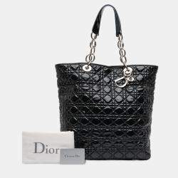 مملوكة مسبقًا حقيبة يد توتس ديور كبيرة سوفت كاناج لامعة سوداء