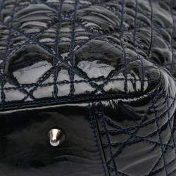 مملوكة مسبقًا حقيبة يد توتس ديور كبيرة سوفت كاناج لامعة سوداء