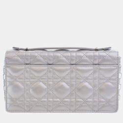 مملوكة مسبقًا Dior Silver Mini Iridescent Metallic Lambskin Cannage My Dior Bag