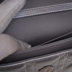 مملوكة مسبقًا Dior Silver Mini Iridescent Metallic Lambskin Cannage My Dior Bag