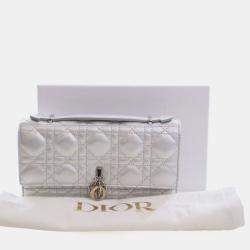 مملوكة مسبقًا Dior Silver Mini Iridescent Metallic Lambskin Cannage My Dior Bag