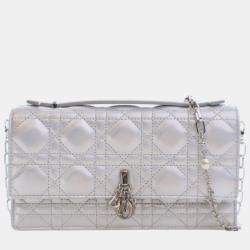 مملوكة مسبقًا Dior Silver Mini Iridescent Metallic Lambskin Cannage My Dior Bag