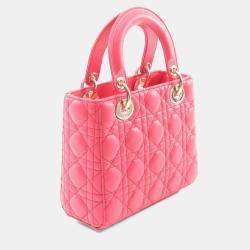مملوكة مسبقًا Christian Dior Dior Lady Small Cannage Handbag Leather Pink