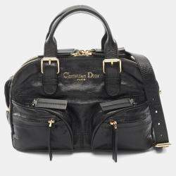 مملوكة مسبقًا Christian Dior Dior Grand Tour Bowling Bag Leather Handbag Black