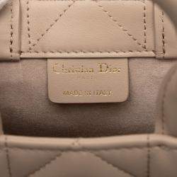 Pre Owned Christian Dior Dior Macrocannage Book Tote Mini Shoulder Bag 2-Way Beige Leather