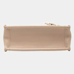 Pre Owned Christian Dior Dior Macrocannage Book Tote Mini Shoulder Bag 2-Way Beige Leather