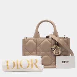 Pre Owned Christian Dior Dior Macrocannage Book Tote Mini Shoulder Bag 2-Way Beige Leather