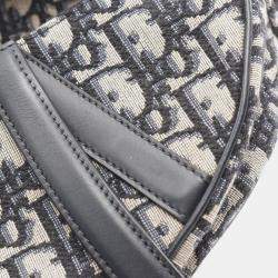 مملوكة مسبقًا Christian Dior Dior Saddle Bag Mini Oblique Jacquard Handbag Canvas Leather Beige Navy Black