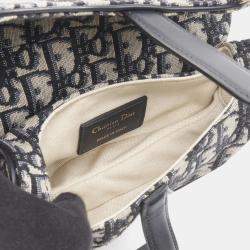 مملوكة مسبقًا Christian Dior Dior Saddle Bag Mini Oblique Jacquard Handbag Canvas Leather Beige Navy Black
