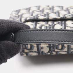مملوكة مسبقًا Christian Dior Dior Saddle Bag Mini Oblique Jacquard Handbag Canvas Leather Beige Navy Black