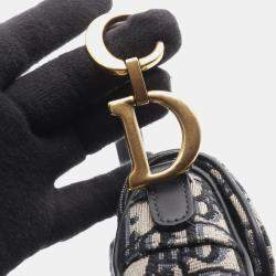 مملوكة مسبقًا Christian Dior Dior Saddle Bag Mini Oblique Jacquard Handbag Canvas Leather Beige Navy Black
