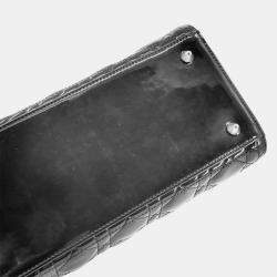 مملوكة مسبقًا Christian Dior Cannage Lady Medium 2-Way Hand Shoulder Bag Black Enamel