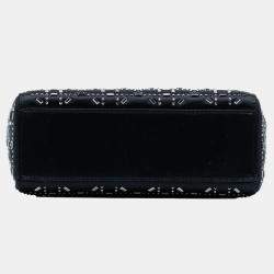 مملوكة مسبقًا Dior Black Mini Satin Cannage Strass Crystal Embellished Lady Dior