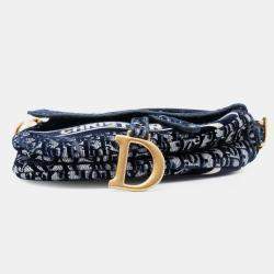 مملوكة مسبقًا حقيبة ديور سدل قماش مطرز مائل أزرق