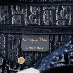 مملوكة مسبقًا حقيبة ديور سدل قماش مطرز مائل أزرق