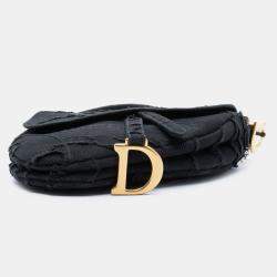 مملوكة مسبقًا حقيبة سدل مطرزة قماش مموه أسود ديور