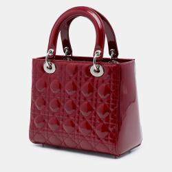 مملوكة مسبقًا Dior Red Medium Patent Cannage Lady Dior