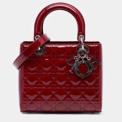 مملوكة مسبقًا Dior Red Medium Patent Cannage Lady Dior