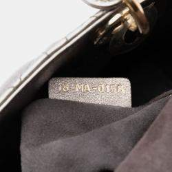 Pre Owned Dior Silver Mini Metallic Lambskin Cannage Lady Dior