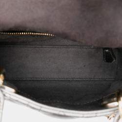 Pre Owned Dior Silver Mini Metallic Lambskin Cannage Lady Dior