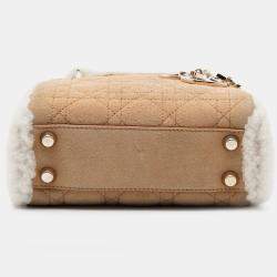مملوكة مسبقًا Dior Brown Mini Suede Cannage with Shearling Trim Lady Dior