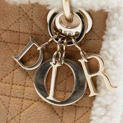 مملوكة مسبقًا Dior Brown Mini Suede Cannage with Shearling Trim Lady Dior
