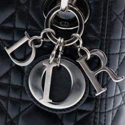 مملوكة مسبقًا حقيبة ديور ليدي ديور كاناج لامبسكين أيروديسنت صغيرة سوداء