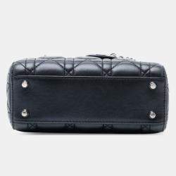 مملوكة مسبقًا حقيبة ديور ليدي ديور كاناج لامبسكين أيروديسنت صغيرة سوداء