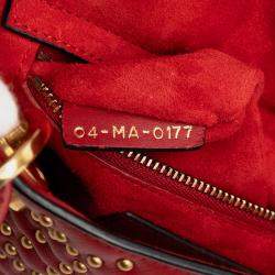 Pre Owned Dior Red Mini Lambskin Cannage Studded Supple Lady Dior