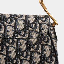 مملوكة مسبقًا حقيبة ديور سادل قماش كانفاس أوبليك أزرق صغيرة