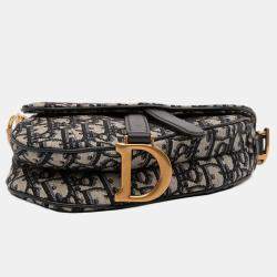 مملوكة مسبقًا حقيبة ديور سادل قماش كانفاس أوبليك أزرق صغيرة