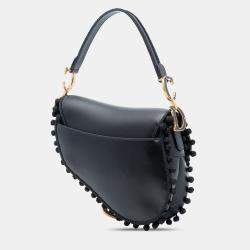 مملوكة مسبقًا Dior Black Calfskin Pom Pom Saddle Bag
