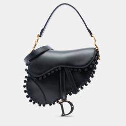 مملوكة مسبقًا Dior Black Calfskin Pom Pom Saddle Bag