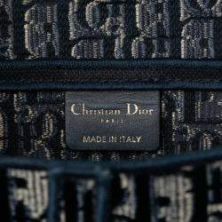 Pre Owned Dior Blue Oblique Embroidered Velvet Saddle Bag