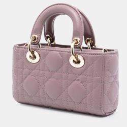 مملوكة مسبقًا Dior Purple Micro Lambskin Cannage Lady D Joy