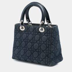 Pre Owned حقيبة ديور ليدي ديور كاناج دنيم لونه أزرق وسط