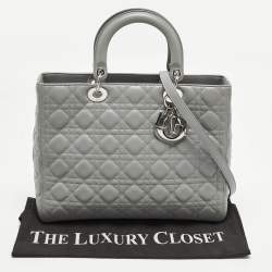 مملوكة مسبقًا Dior Lady Dior Large Grey Cannage Leather Tote