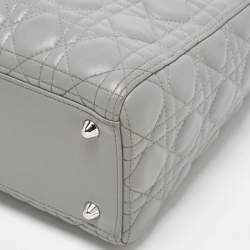 مملوكة مسبقًا Dior Lady Dior Large Grey Cannage Leather Tote