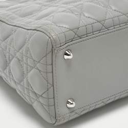 مملوكة مسبقًا Dior Lady Dior Large Grey Cannage Leather Tote