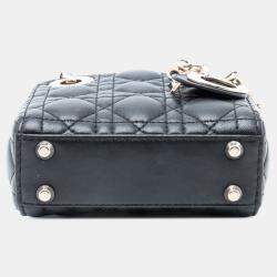 Pre Owned حقيبة ديور ليدي ديور جلد ضأن أسود ميكرو كاناج